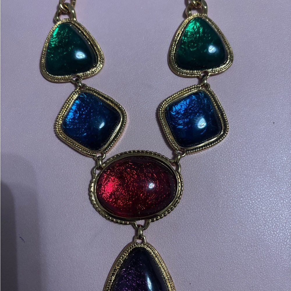 Vintage KJL for Avon Caprianti Multi Color Lucite, 1993,  18" Drop necklace. - Picture 2 of 4